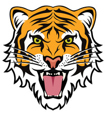 vector stylized face of angry tiger