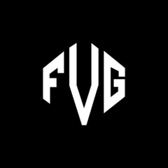 FVG letter logo design with polygon shape. FVG polygon and cube shape logo design. FVG hexagon vector logo template white and black colors. FVG monogram, business and real estate logo.