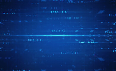 2d illustration abstract digital binary data on computer screen