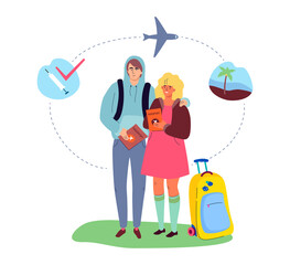 Traveling during pandemic - modern colorful flat design style illustration