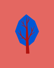 Cartoon style tree illustration isolated on colored background, can be used as design element