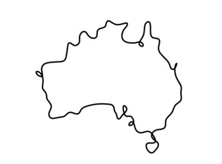 Map of Australia as line drawing on white background. Vector © suns07butterfly