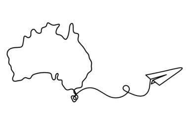 Map of Australia as line drawing on white background. Vector