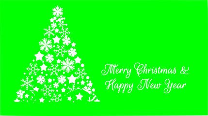 Naklejka premium vector greeting card on a green background, merry christmas and happy new year