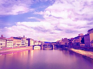 Skyline of Florence with the river Arno. - obrazy, fototapety, plakaty