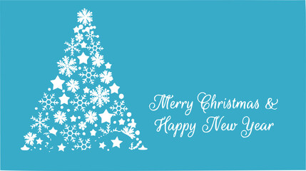 Fototapeta na wymiar vector greeting card on a light blue background, merry christmas and happy new year