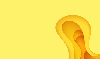 Abstract yellow background in cut paper style. Cutout orange wallpaper. Wavy template for save the Earth posters, eco brochures, business presentations. Vector card illustration of papercut background
