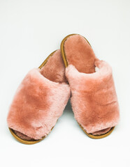 Pale rose cozy slippers for home.