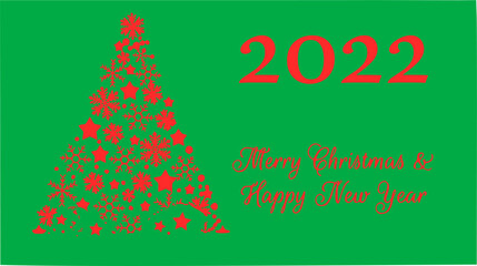 Fototapeta na wymiar vector greeting card on a green background, merry christmas and happy new year