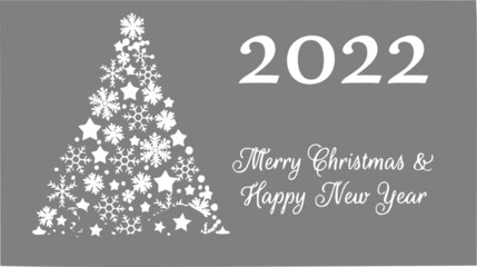 vector greeting card on a gray background, merry christmas and happy new year