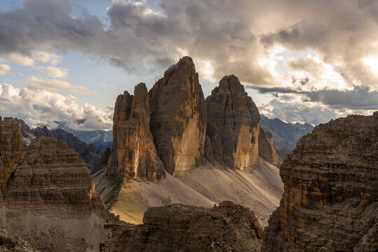 Tre Cime di Lavaredo, as seen on descent from Monte Paterno
