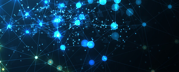 Fototapeta premium Neural network concept. Connected cells with links. High technology process. Abstract background