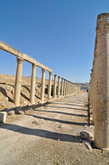 Decumanus Street in the ancient Roman city of Jerash, now Jordan 