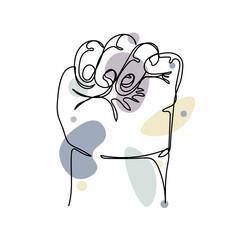 Vector abstract continuous one single simple line drawing icon of hands of a newborn baby in silhouette sketch.