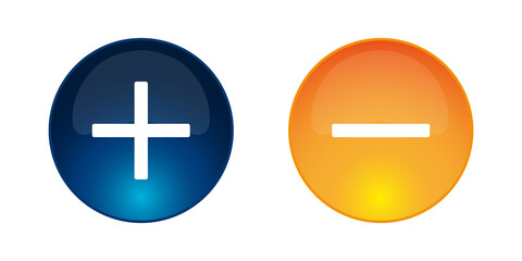 A set of icons with a plus and minus sign. Vector image.
