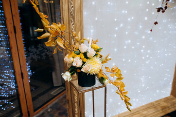 Autumn flower arrangement. Wedding decor. Floristics.