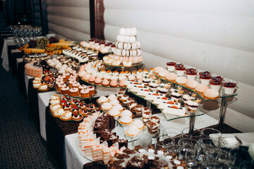 Wedding candy bar and different cap cakes