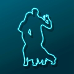 dancers neon sign, modern glowing banner design, colorful modern design trend. Vector illustration.