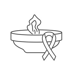 cemetery candle with mourning ribbon, funeral, loss symbol- vector illustration