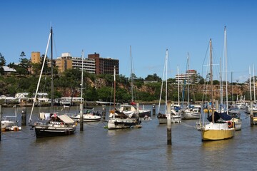 Fototapeta na wymiar Pile moorings in Brisbane, Australia