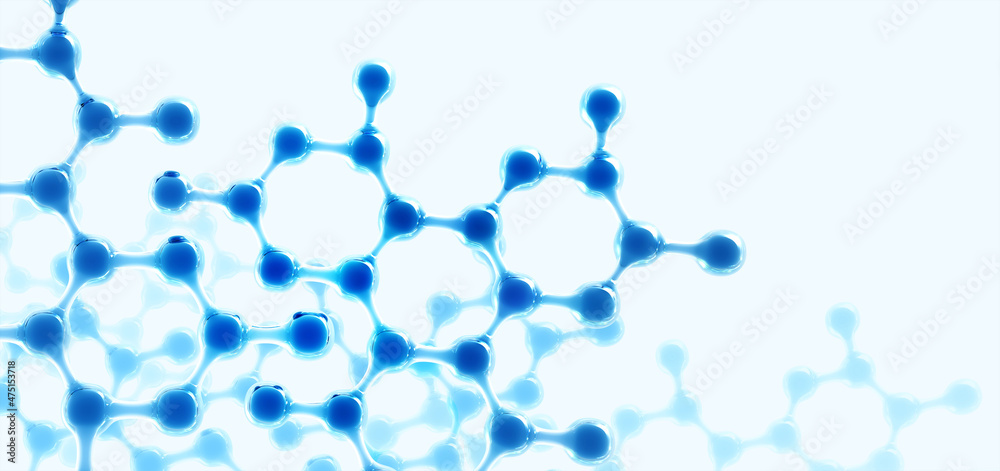 Leinwandbilder molecule 3d illustration. crystal lattice under a microscope. cell membrane medical background. labo