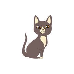 Flat illustration of cat isolated on whte background