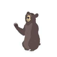Flat illustration of brown bear isolated on whte background