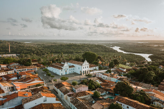 aerial image with drone of the ancient city of São Cristóvão in Sergipe Brazil