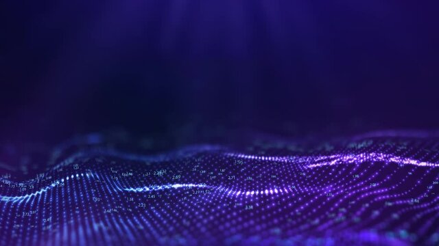 Big data visualization. Seamless loop 4k.Big data connection background. Cyber technology Ai tech wire network futuristic wireframe data visualisation.  illustration . Artificial intelligence .