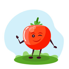 Funny tomato character. Vector illustration in cartoon style for children.
