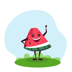 Funny watermelon character. Vector illustration in cartoon style for children