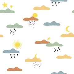 Wallpaper murals Out of Nature Cuteclouds in boho style. Seamless background. Vector hand drawn.