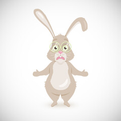 Cartoon funny confused rabbit