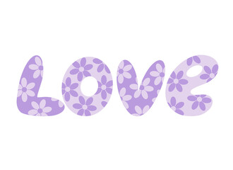 Word Love. Stylish floral letters. Design element for Valentine's Day or wedding.