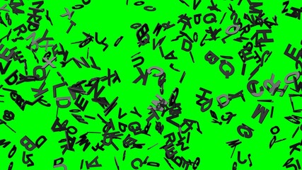 Black alphabets on green chroma key background.
3D abstract illustration for background.
