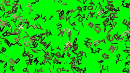 Brass alphabets on green chroma key background.
3D abstract illustration for background.