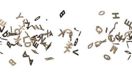 Brass alphabets on white background.
3D abstract illustration for background.