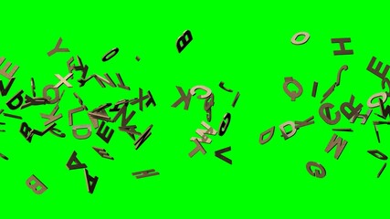 Brass alphabets on green chroma key background.
3D abstract illustration for background.