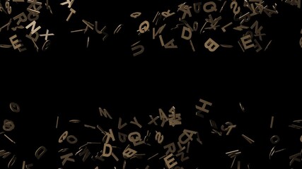 Brass alphabets on black background.
3D abstract illustration for background.