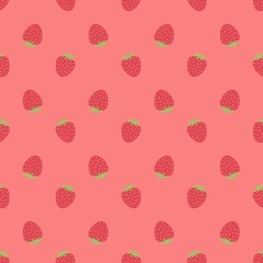 Seamless strawberry on a pink background, vector.