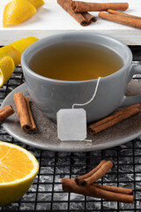 Hot orange and cinnamon tea.