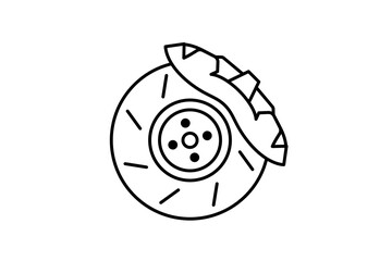 Vehicle, car motorcycle brakes. Black and white line icon.