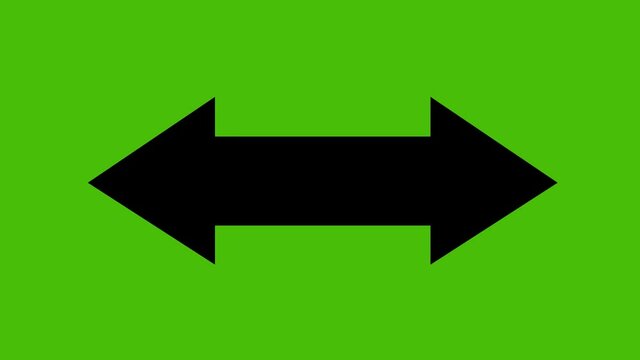 Looped animation of an arrow with two directions, pointing to the right and left on a green chroma key background