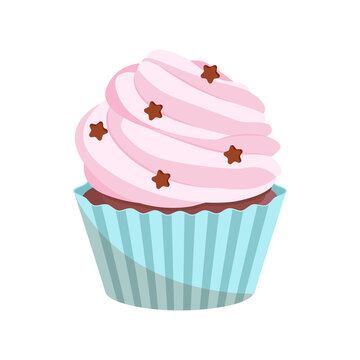 Cute cupcake with chocolate stars.