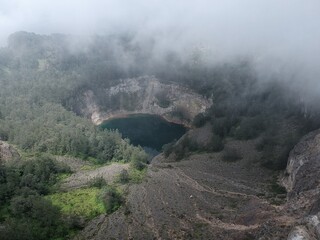 The Kelimutu volcanic crater lakes in Ende, East Nusa Tenggara, Indonesia, are situated at 1,400 masl. The water in the lakes is known to mysteriously change colour. 