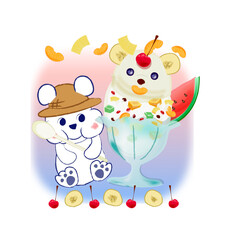 Obraz premium シロクマ かき氷