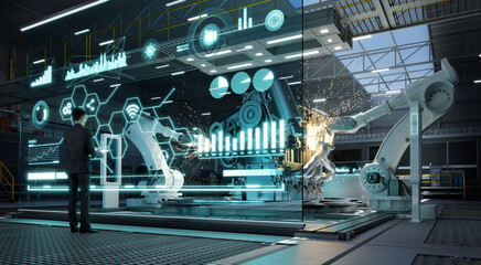 Concept of industry 4.0 technology and smart futuristic factory