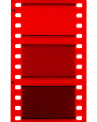 Obraz premium Color negative 35mm film stripes stacked on a lightbox. 