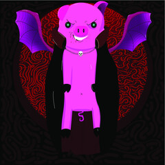 Halloween image of a pig in the form of Dracula