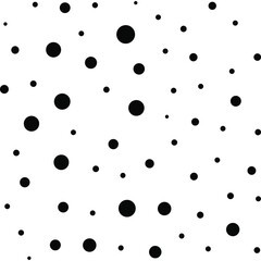 Black polka dots random pattern background. Grunge texture. Vector illustration.